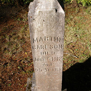 Carlson grave monument, Forest Hill Cemetery, Port Ludlow, Jefferson County, Washington