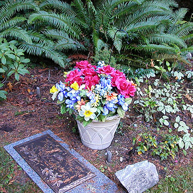 fresh flowers at a grave, Forest Hill Cemetery, Port Ludlow, Jefferson County, Washington