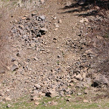 rocks below road, South Fork of Manastash Creek at Barber Springs Road, Kittitas County, Washington