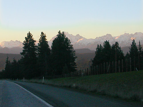 Stuart Range viewed from Interstate 90 near Ilndian John Hill, Kittitas County, Washington