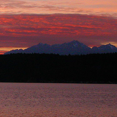 Mount Elinor from Hood Canal at sunset, 22 Feb. 2015
