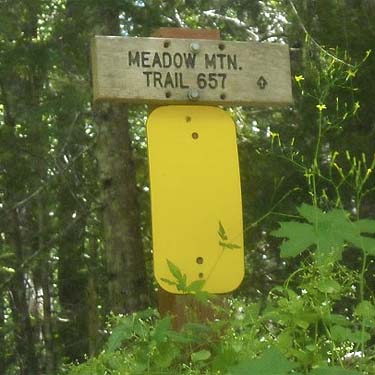trailhead sign, lower Meadow Mountain Trail, Snohomish County, Washington