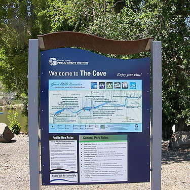 welcome sign, "The Cove" south of Vantage, Kittitas County, Washington