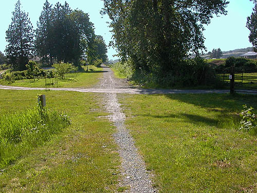 Cascade Trail passes through farm near Minkler Lake, Skagit County, Washington