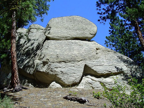 balanced rock formation, East Fork Mission Creek at Peavine Canyon, Chelan County, Washington