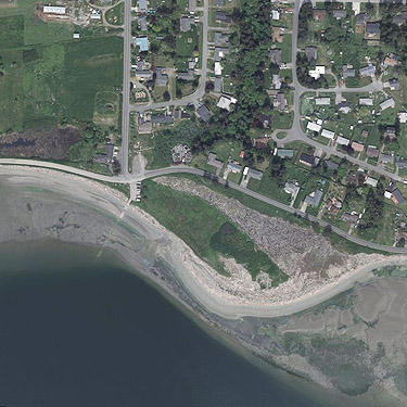 2011 aerial view of Monroe Landing County Park, Whidbey Island, Washington