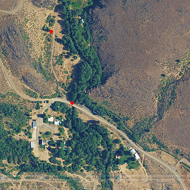 aerial photo of field trip area on Naneum Creek (at Naneum Road bridge), Kittitas County, Washington