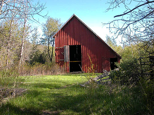 old barn north of road, Naneum Creek (at Naneum Road bridge), Kittitas County, Washington