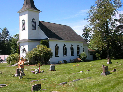 church and cemetery, Bethany Lutheran Cemetery, Nugents Corner, Whatcom County, Washington