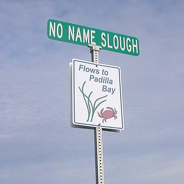 sign for No Name Slough, Padilla Bay Shore Trail, Skagit County, Washington