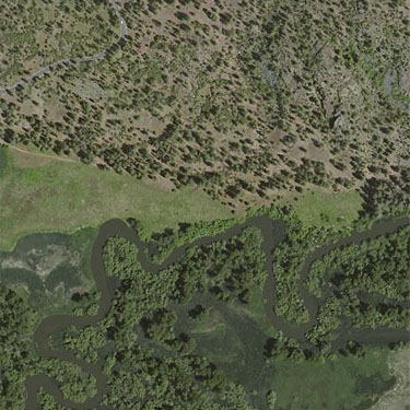 2012 aerial view of spider collection sites on Painted Rocks Trail, Spokane County, Washington