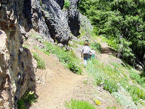Rod Crawford on trail, east side of Red Top Mountain, Kittitas County, Washington