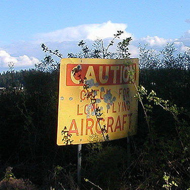 low-flying aircraft sign, Patmore Road, Whidbey Island, Washington