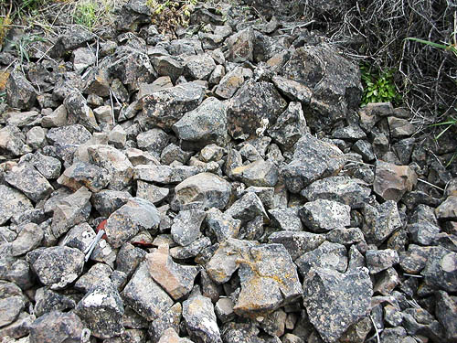 typical Columbia Basalt rockpile, Rock Island Creek at Indian Camp Road, Douglas County, Washington