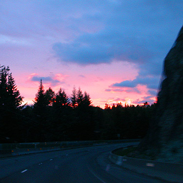 sunset from Interstate 90 near Snoqualmie Pass, Washington. 20 May 2016