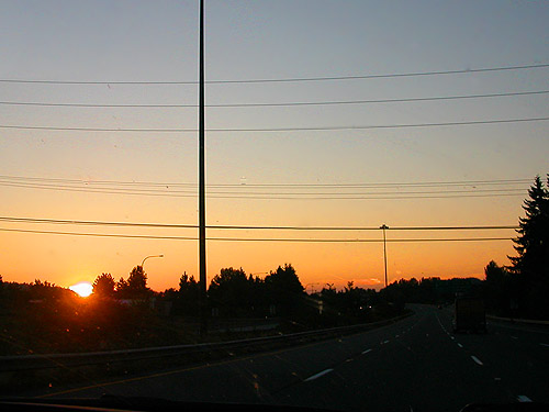 sunset along Interstate 90 in King County, Washington on 12 July 2017