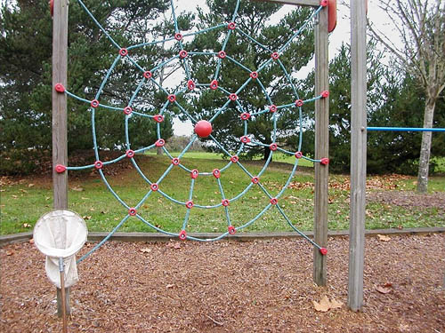 spider-web-based jungle gym in playground, Salsbury Point Park, Kitsap County, Washington