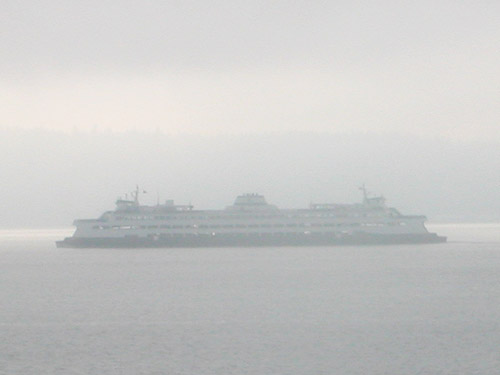 passing Edmonds-Kingston ferry in the fog, 29 November 2015