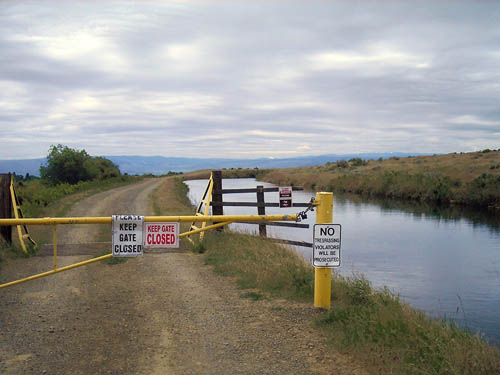 gate, Highline Canal access road, NE of Ellensburg, Kittitas County, Washington