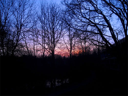 sunset on 23 March 2014 from Seeley Lake Park, Lakewood, Pierce County, Washington
