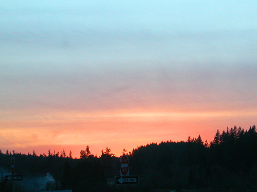 sunset from Port Orchard exit on Hwy. 3, Kitsap County, Washington on 25 February 2016