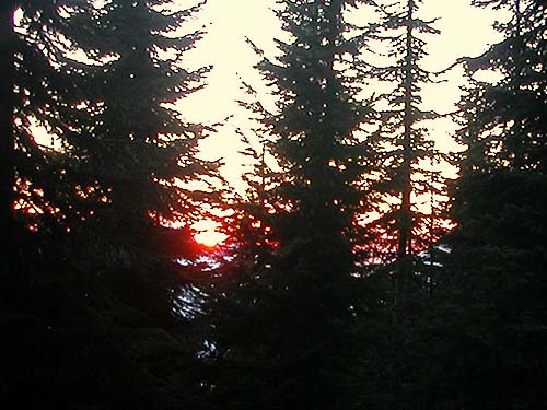 sun setting, Tonga Ridge trailhead, King County, Washington