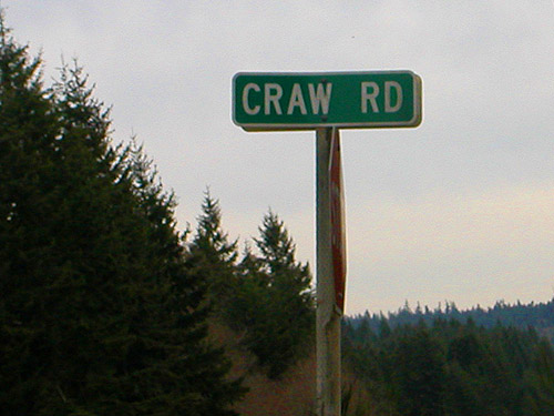 Sign for Craw Road, SSW of Langley, Whidbey Island, Washington