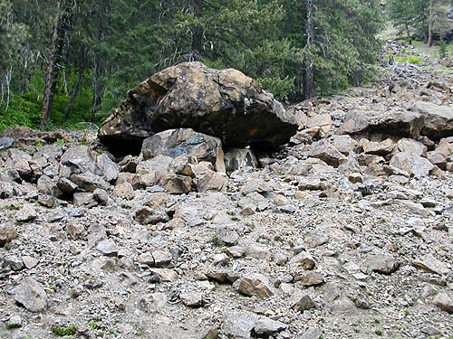 scary big rock in large boulder talus, White River Road, Chelan County, Washington