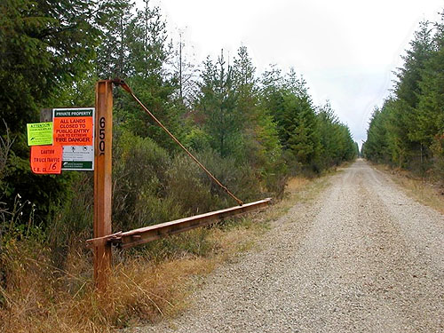 access road to closed Green Diamond timberland, near Matlock, Washington, 10 July 2015